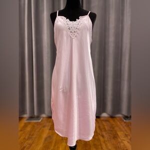 Vintage pink satin chemise nightie